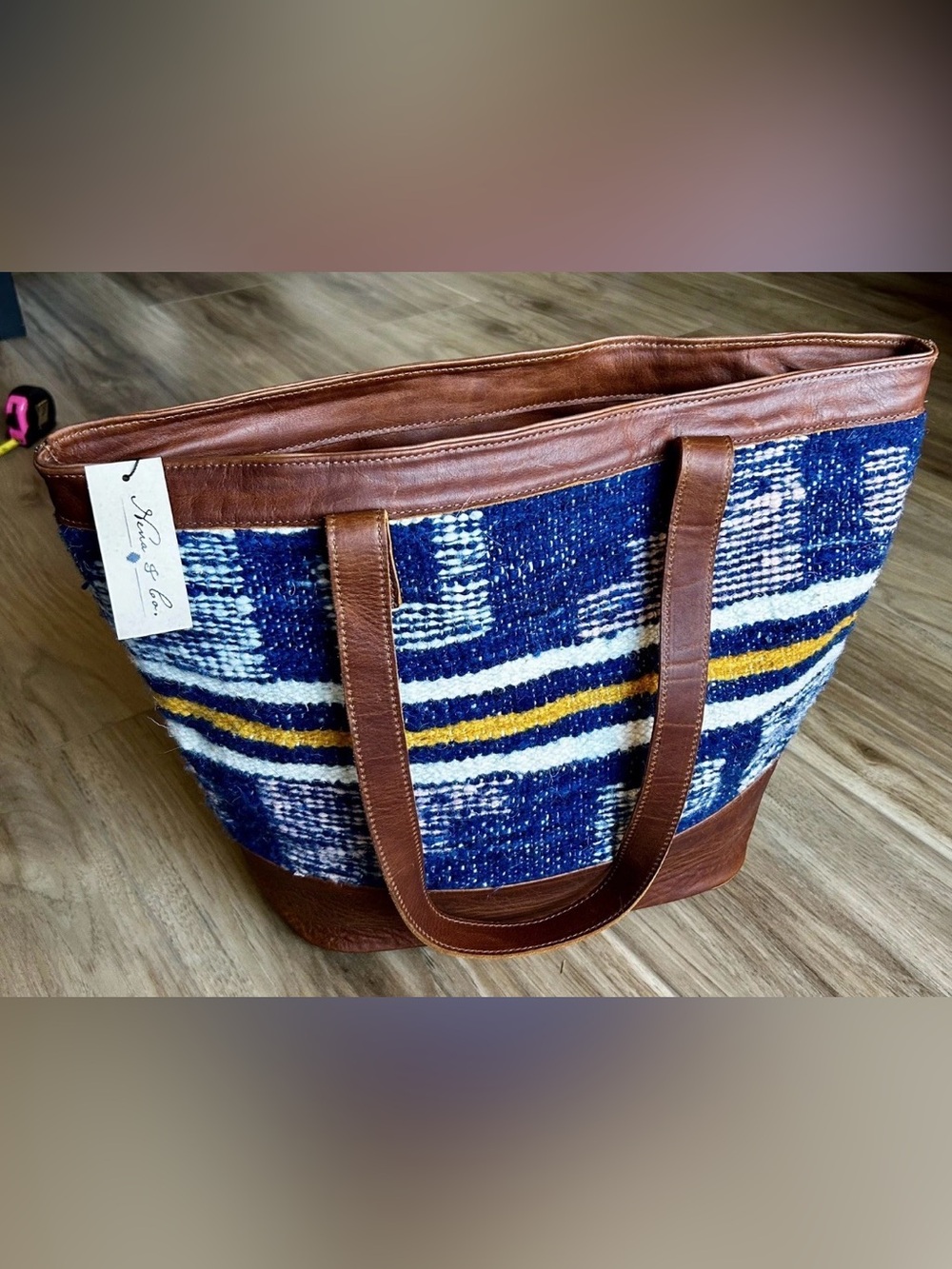Nena & Co. Artisan Collection Handwoven Textile and Leather Tote Bag